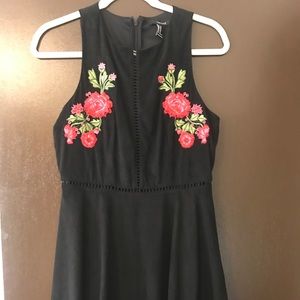 Black velvet floral dress